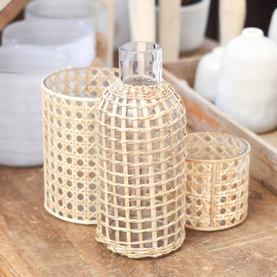 Jaxon Rattan Covered Glass Carafe - Sweet Water Decor - Vases