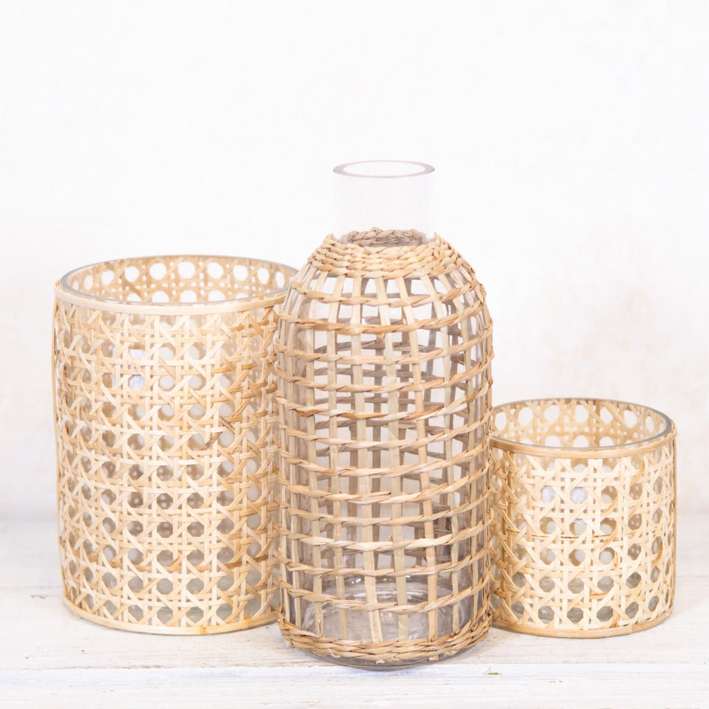 Jaxon Rattan Covered Glass Carafe - Sweet Water Decor - Vases