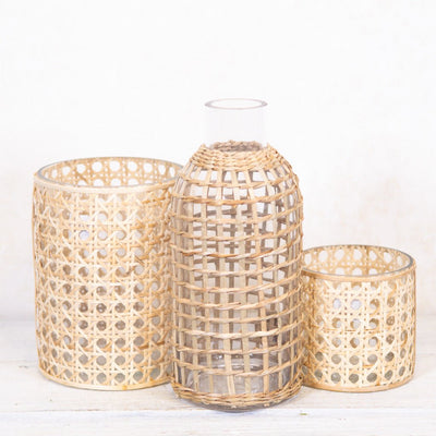 Jaxon Rattan Covered Glass Carafe - Sweet Water Decor - Vases