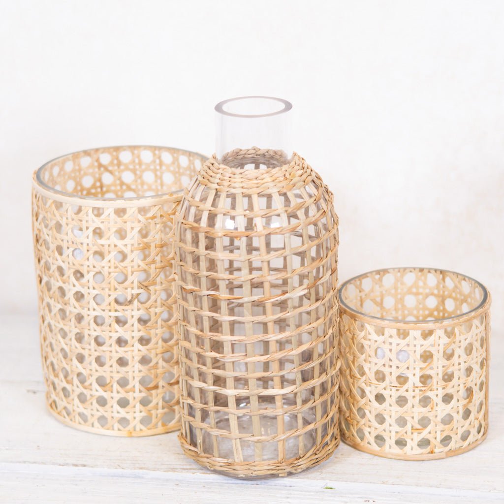 Jaxon Rattan Covered Glass Carafe - Sweet Water Decor - Vases