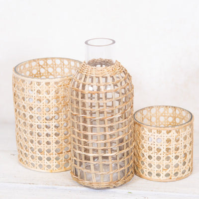 Jaxon Rattan Covered Glass Carafe - Sweet Water Decor - Vases