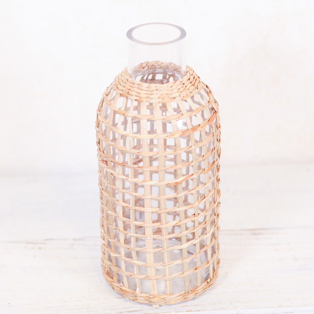 Jaxon Rattan Covered Glass Carafe - Sweet Water Decor - Vases