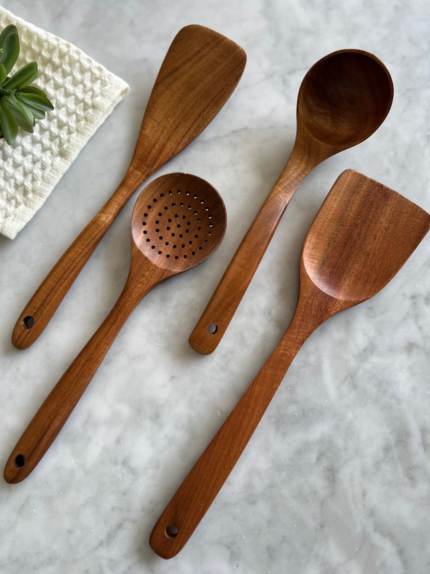 Teak Wooden Utensils, Set of 4 - Sweet Water Decor - Utensils