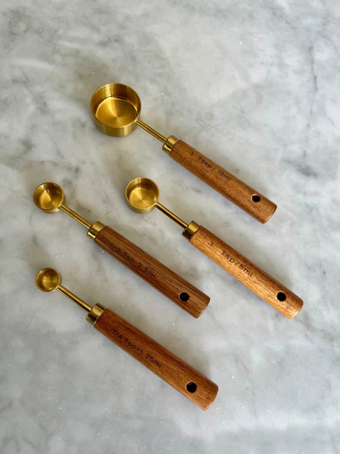 Acacia Wood and Gold Measuring Cups, Set of 8 - Sweet Water Decor - Measuring Cups