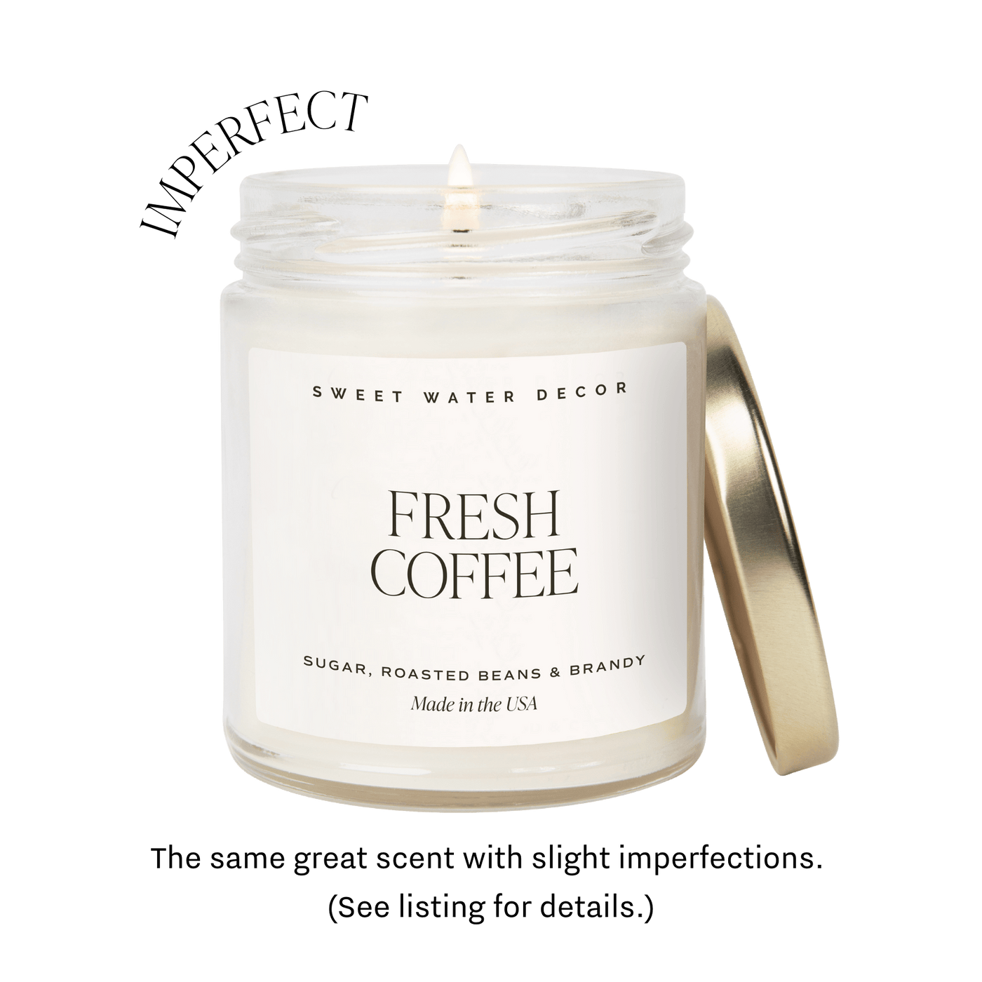 Imperfect Fresh Coffee Soy Candle - Clear Jar - 9 oz - Sweet Water Decor - Candles