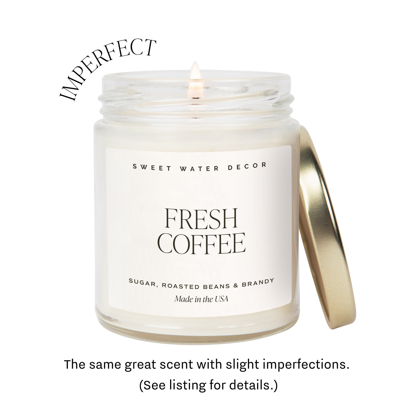 Imperfect Fresh Coffee Soy Candle - Clear Jar - 9 oz