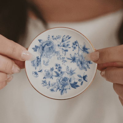 Blue Delft Gold Heart Jewelry Dish