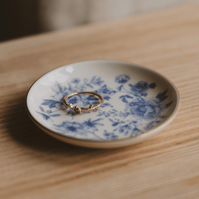 Blue Delft Gold Heart Jewelry Dish