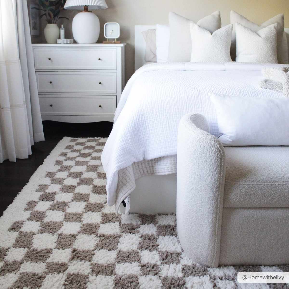 Kieu Light Gray & Taupe Checkered Area Rug - Sweet Water Decor - Rugs