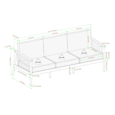 Circa Modern Solid Wood Spindle Patio Sofa