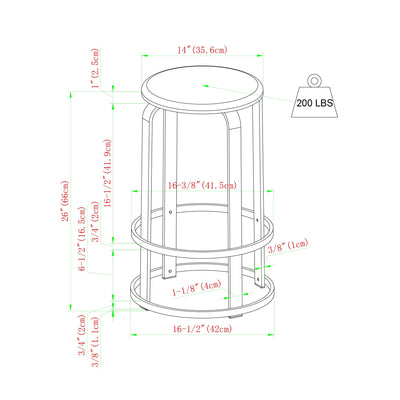 Colton 26" 2-Piece Metal and Wood Round Kitchen Bar Stool