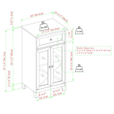 20" One-Drawer Two-Door Bar Storage