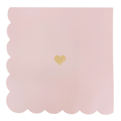 Pink with Gold Heart Cocktail Napkins - Sweet Water Decor - cocktail napkins