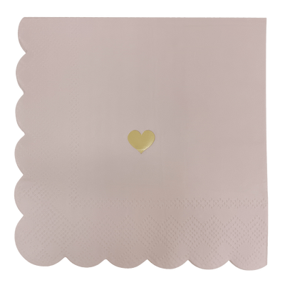 Pink with Gold Heart Cocktail Napkins - Sweet Water Decor - cocktail napkins