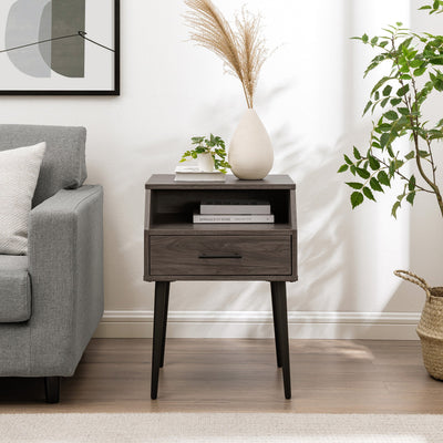 18" 1-Drawer Contemporary Side Table with Open Storage