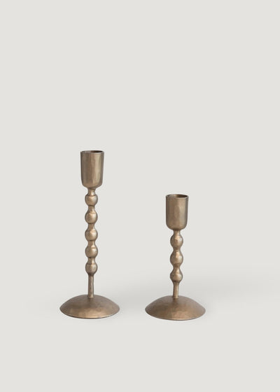 Set of 2 Antique Brass Metal Taper Candle Holders - 5.5 - 7" - Sweet Water Decor - taper holder