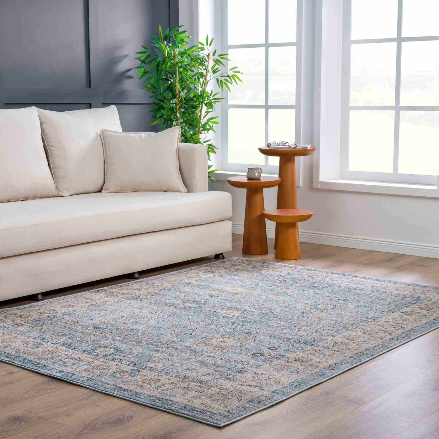 Anana Silver Blue & Beige Area Rug - Sweet Water Decor - Rugs