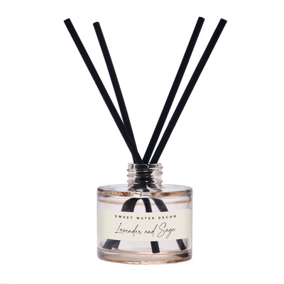 Lavender and Sage Tinted Glass Jar Reed Diffuser - Sweet Water Decor - Reed Diffusers