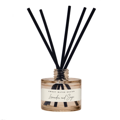 Lavender and Sage Tinted Glass Jar Reed Diffuser - Sweet Water Decor - Reed Diffusers