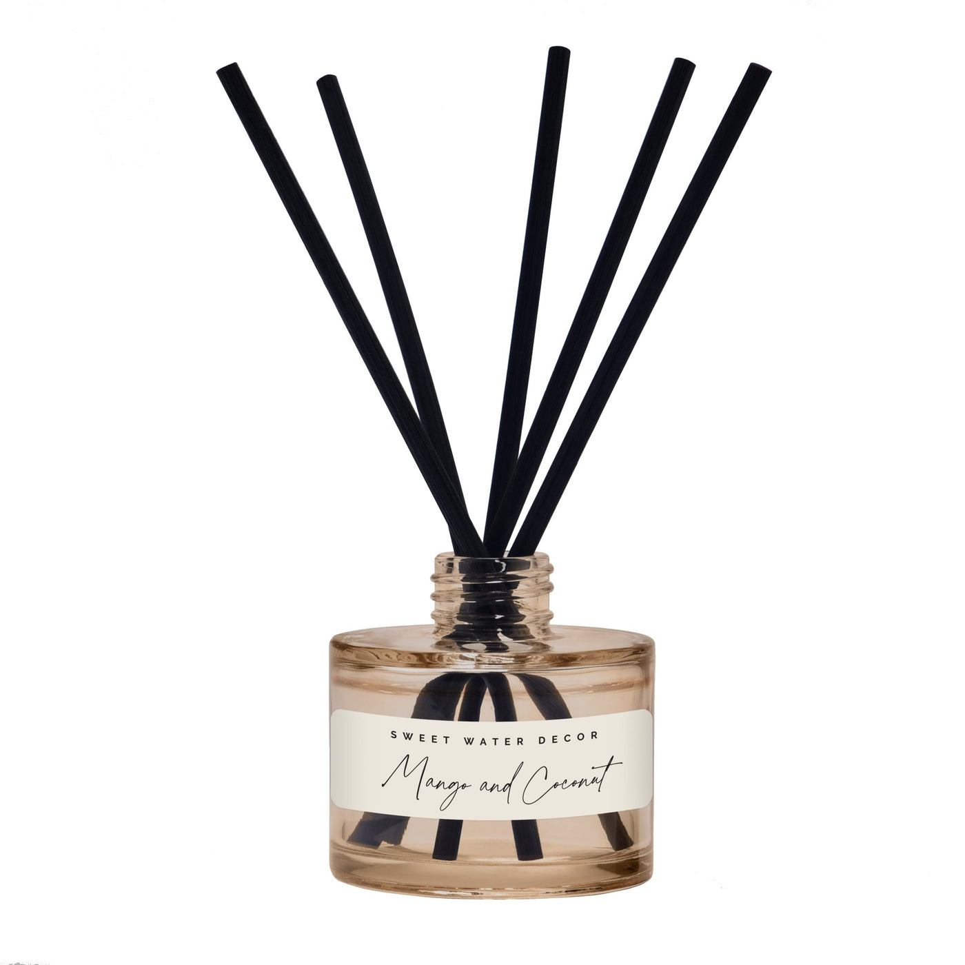 Mango and Coconut Tinted Glass Jar Reed Diffuser - Sweet Water Decor - Reed Diffusers