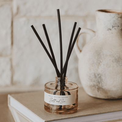 Salt and Sea Tinted Glass Jar Reed Diffuser - Sweet Water Decor - Reed Diffusers