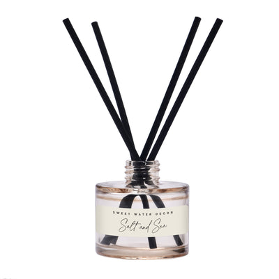 Salt and Sea Tinted Glass Jar Reed Diffuser - Sweet Water Decor - Reed Diffusers