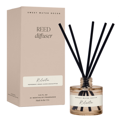 Relaxation Tinted Glass Jar Reed Diffuser - Sweet Water Decor - Reed Diffusers