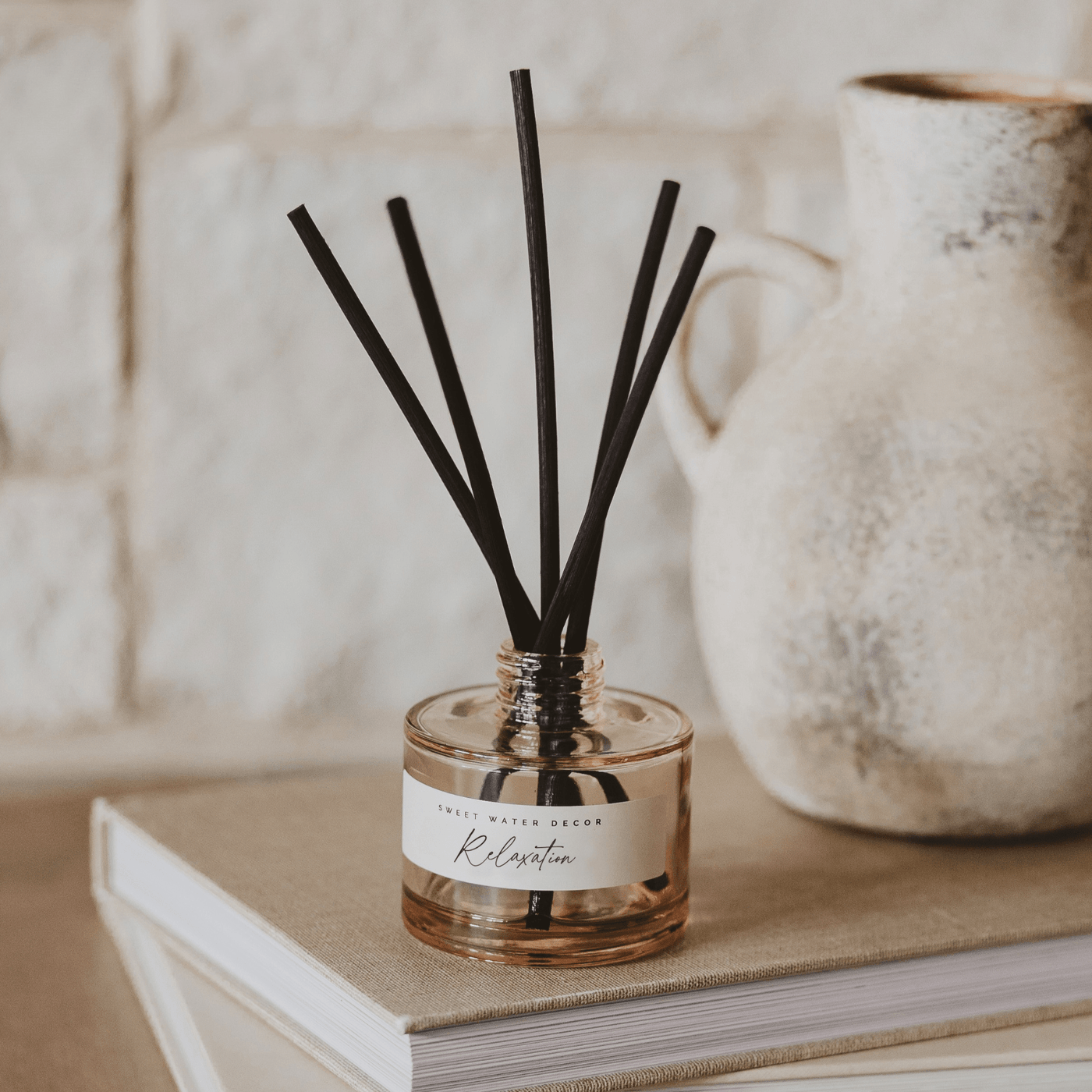 Relaxation Tinted Glass Jar Reed Diffuser - Sweet Water Decor - Reed Diffusers