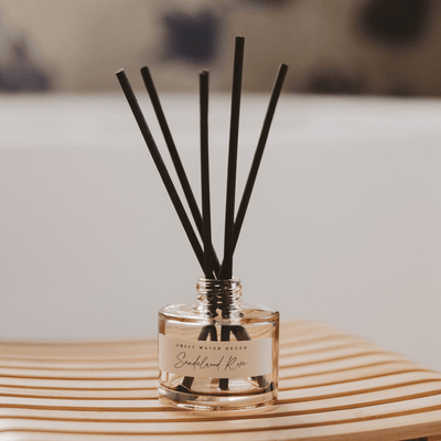 Sandalwood Rose Tinted Glass Jar Reed Diffuser - Sweet Water Decor - Reed Diffusers