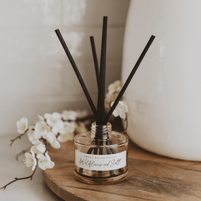 Wildflowers and Salt Tinted Glass Jar Reed Diffuser - Sweet Water Decor - Reed Diffusers