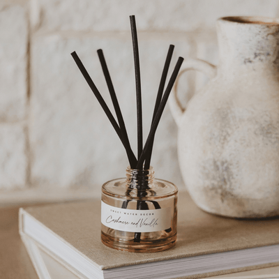 Cashmere and Vanilla Tinted Glass Jar Reed Diffuser - Sweet Water Decor - Reed Diffusers