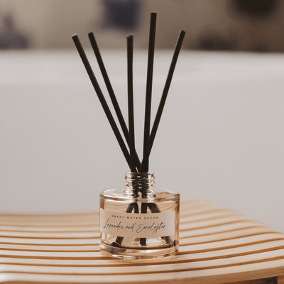 Lavender and Eucalyptus Tinted Glass Jar Reed Diffuser - Sweet Water Decor - Reed Diffusers