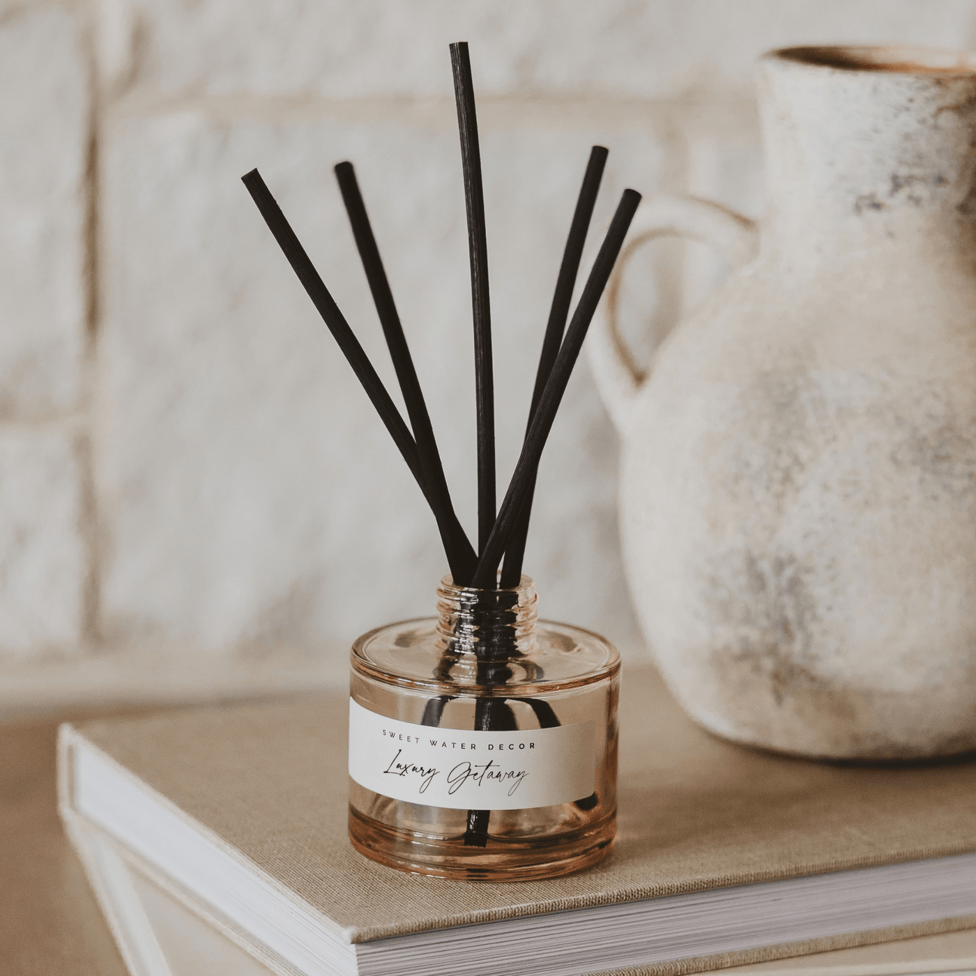 Luxury Getaway Tinted Glass Jar Reed Diffuser - Sweet Water Decor - Reed Diffusers