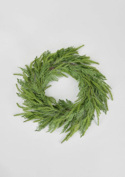 UV Treated Faux Indoor/Covered Outdoor Cedar Wreath - 21" - Sweet Water Decor - Wreaths