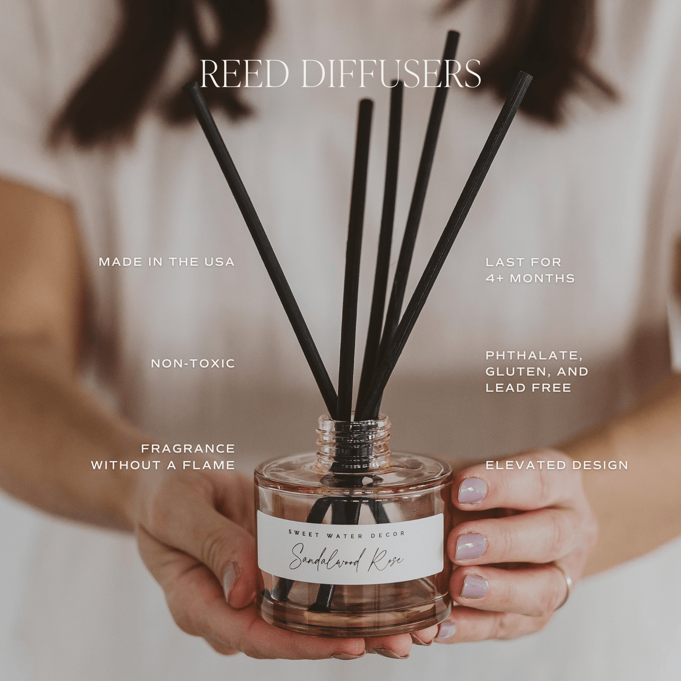 Luxury Getaway Tinted Glass Jar Reed Diffuser - Sweet Water Decor - Reed Diffusers