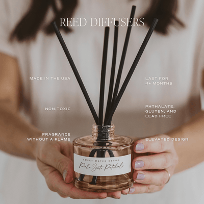 Cashmere and Vanilla Tinted Glass Jar Reed Diffuser - Sweet Water Decor - Reed Diffusers