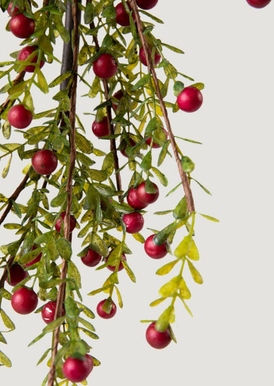 Faux Red Cranberry and Leaf Garland - 48"