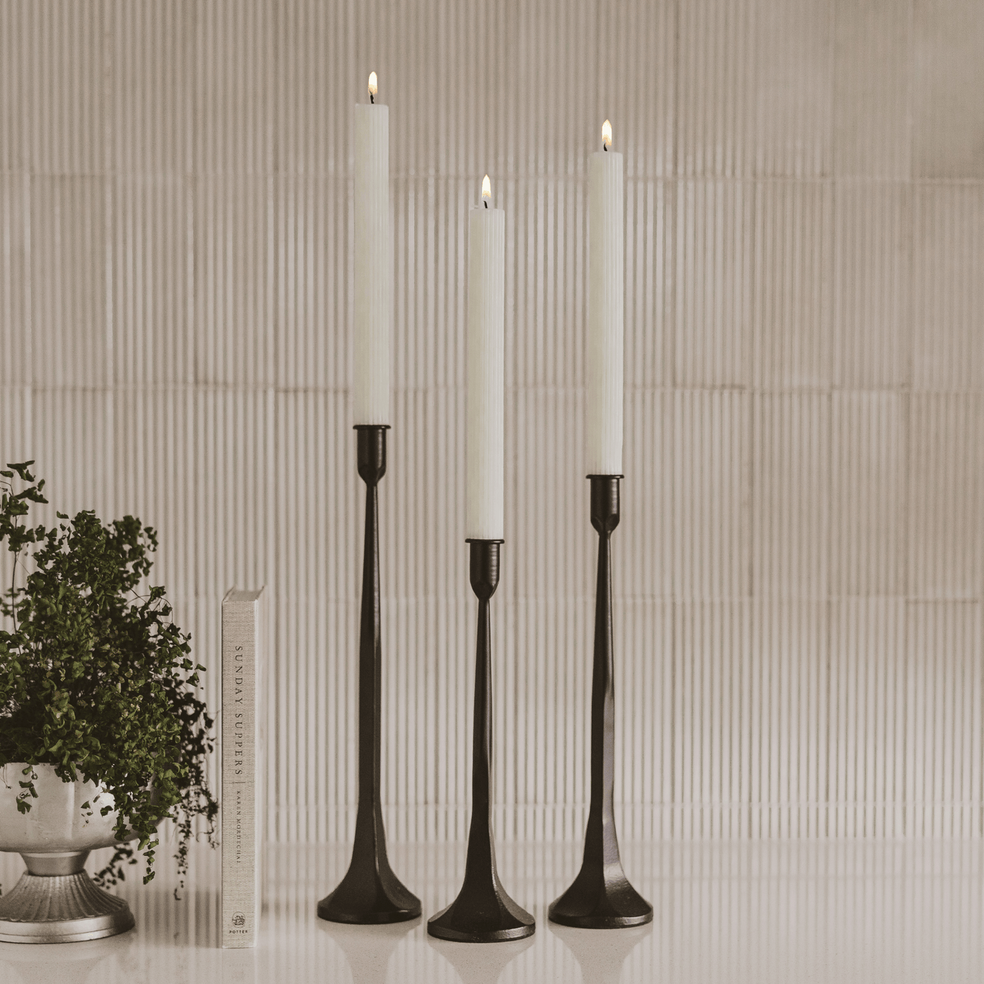 Fluted Taper Candles - Set of 3 - Sweet Water Decor - Taper Candles