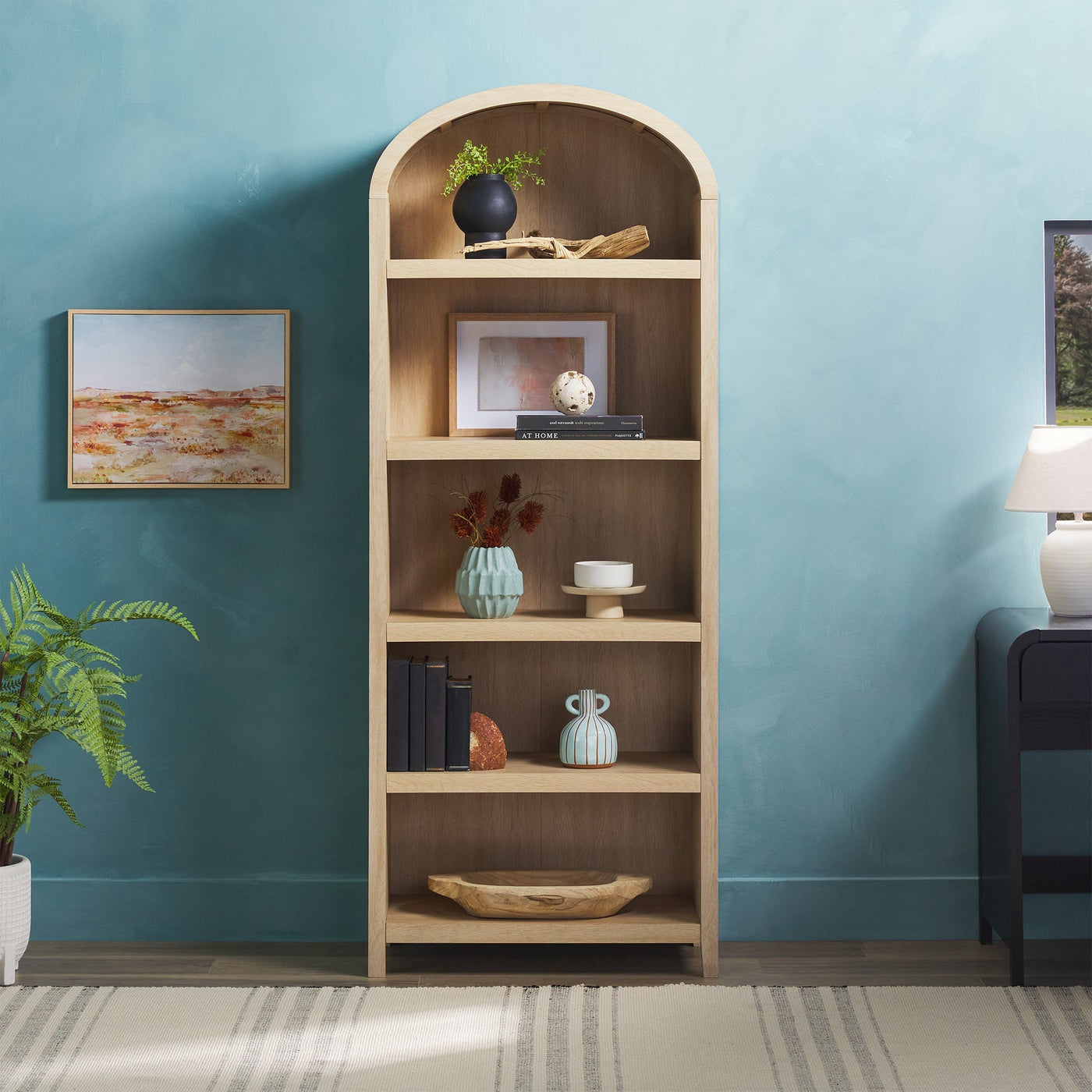 Chantelle Modern Arched Bookshelf with Open Shelves - Sweet Water Decor - bookshelves