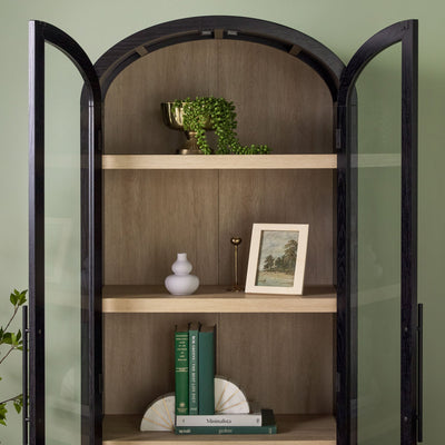 Chantelle Modern Arched Bookshelf with Glass Doors - Sweet Water Decor - bookshelves