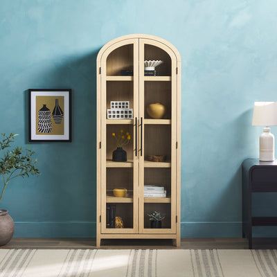 Chantelle Modern Arched Bookshelf with Glass Doors - Sweet Water Decor - bookshelves