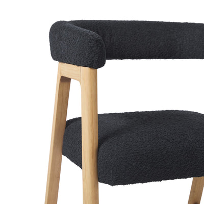 Ezra Modern Single Counter Stool with Curved Back and Boucle Upholstery