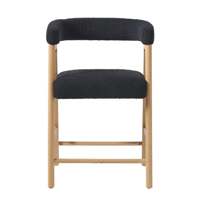 Ezra Modern Single Counter Stool with Curved Back and Boucle Upholstery