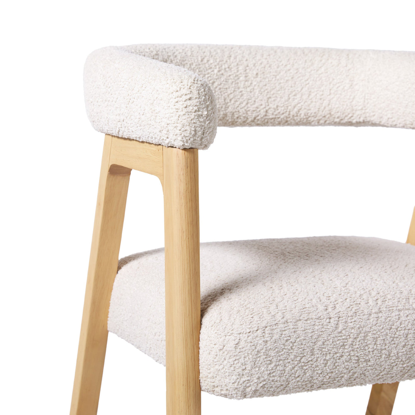 Ezra Modern Single Counter Stool with Curved Back and Boucle Upholstery