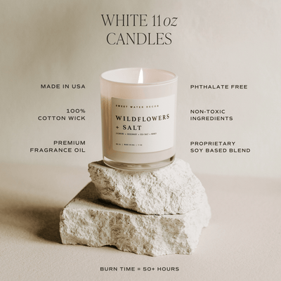 Cashmere and Vanilla Soy Candle - White Jar - 11 oz - Sweet Water Decor - Candles