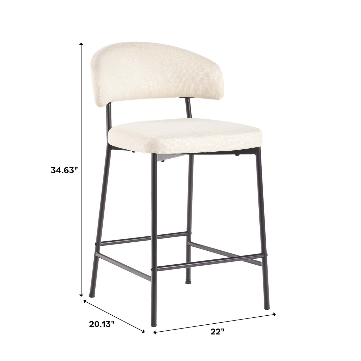 Alexis Modern Upholstered Curved Bar Stool, Set of 2