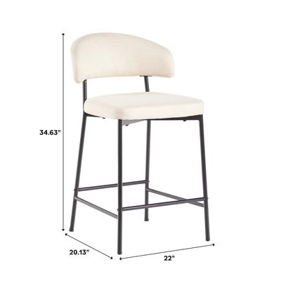 Alexis Modern Upholstered Curved Bar Stool, Set of 2