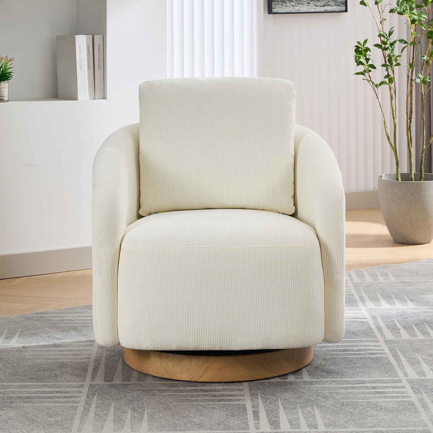 Walker Edison | Chenille Swivel Accent Barrel Chair - Sweet Water Decor - Chairs