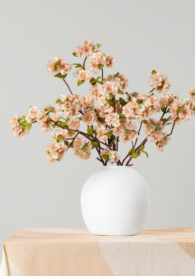 Cream Linen Faux Peach Blossom Branch - 41" - Sweet Water Decor - Faux Plant