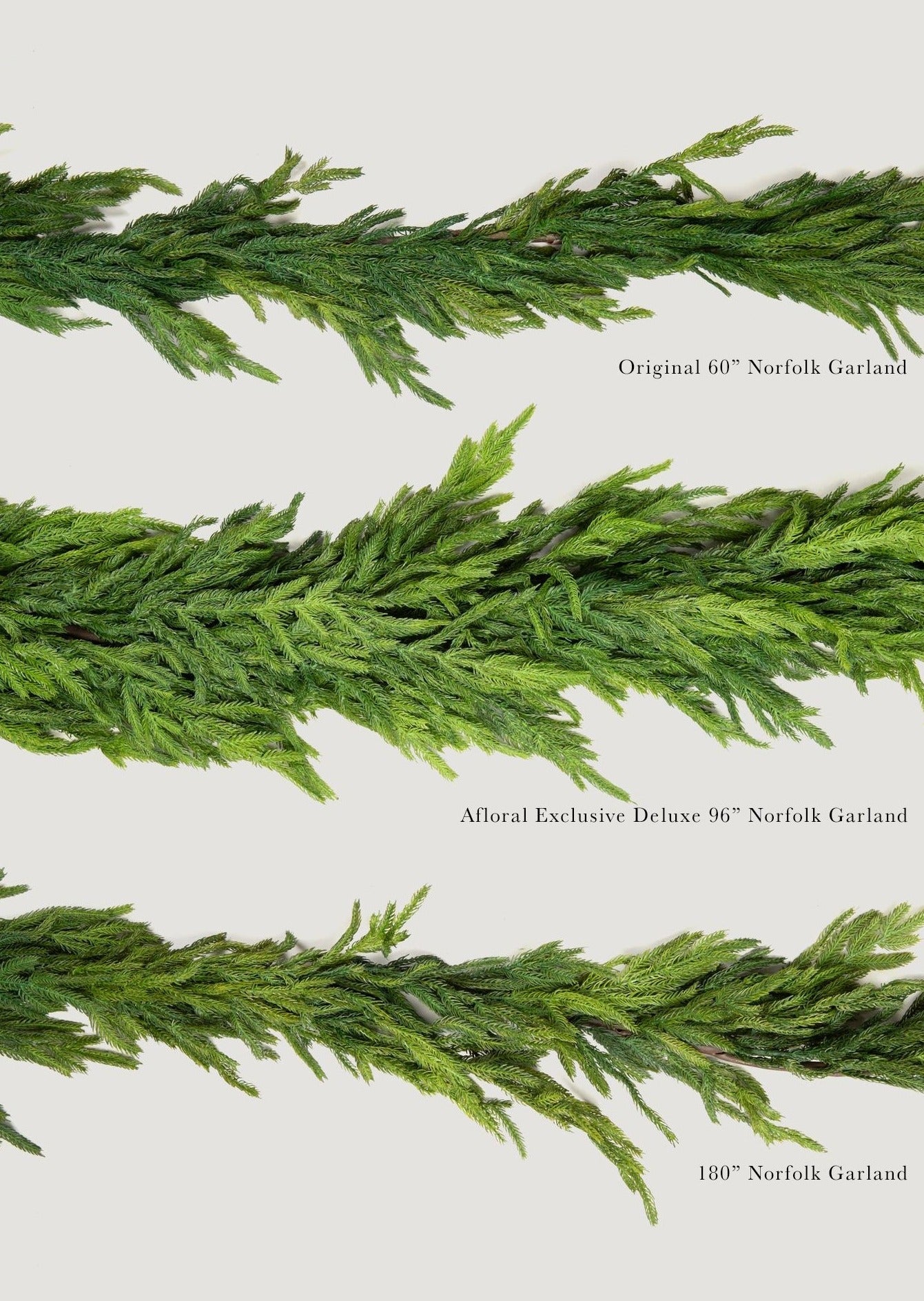 NEW - Afloral Real Touch Deluxe Norfolk Pine Garland - 96" - Sweet Water Decor - GARLAND